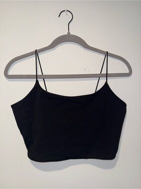Garage Black Slim Spaghetti Strap Cropped Camisole Top